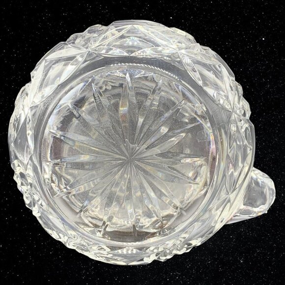 Vintage Clear Cut Crystal Pinwheel Creamer Pitcher 4”T 4.5”W - Picture 4 of 6